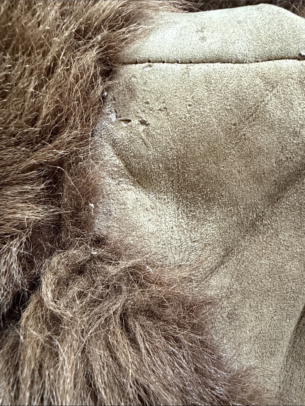 Brown Suede and Shearling Vest with Fur Trim, Vintage - Picture 10 of 12